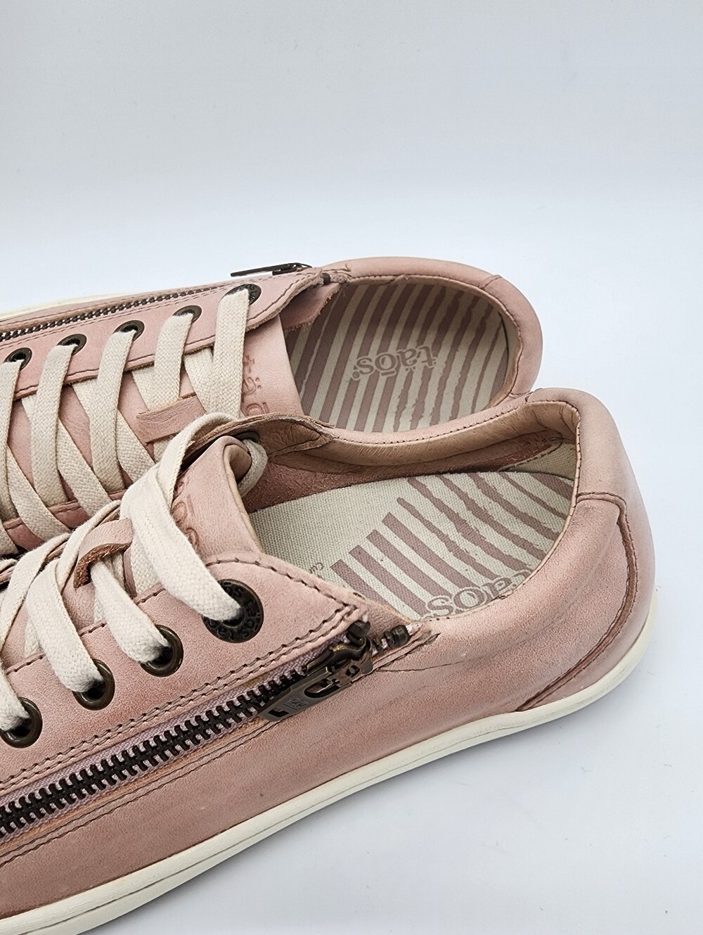 Taos Zipster Leather Sneakers Blush Pink Lace Up Zipper Size 7 - Picture 15 of 16